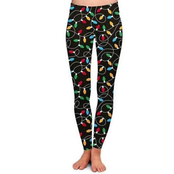 Just One Women's Holiday Lights Printed Holiday Leggings Medium $35 - Picture 1 of 2